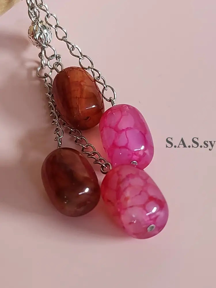 Pink Gemstone Chain Drop Earrings - Sassy by Sharmin Aziz