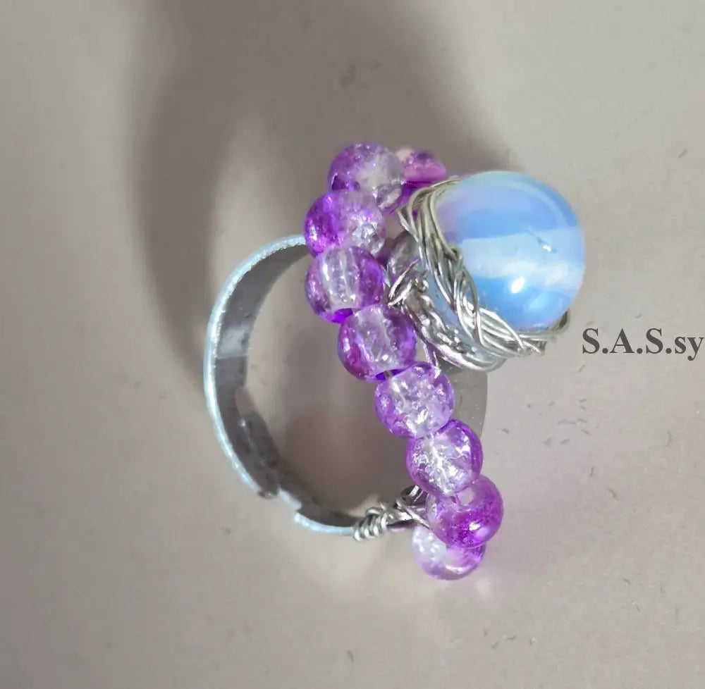 Purple Spiral Cluster Ring - Sassy by Sharmin Aziz