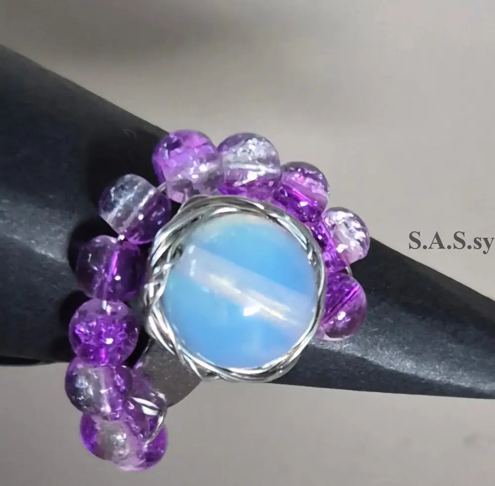 Purple Spiral Cluster Ring - Sassy by Sharmin Aziz