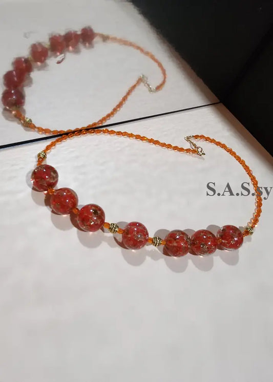 Red and Orange Statement Necklace N01