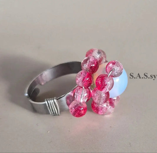 Red Spiral Cluster Ring - Sassy by Sharmin Aziz