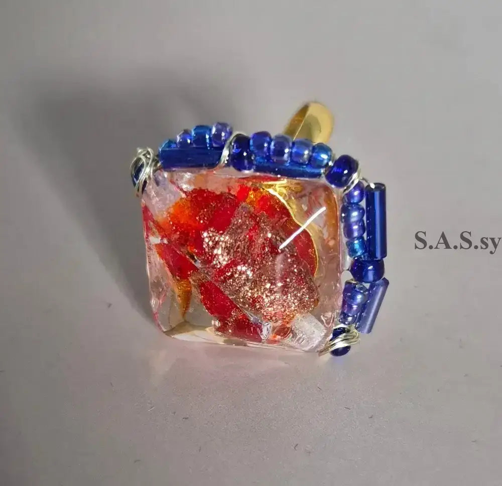 Red Square Wire-Wrapped Ring - Sassy by Sharmin Aziz