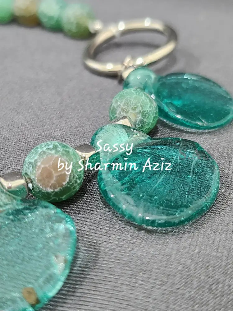 Sea Green Agate Gemstone Necklace N14