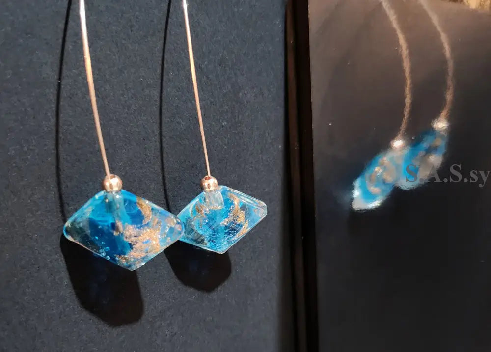 Vibrant Geometric Earrings E16 Aqua Earrings