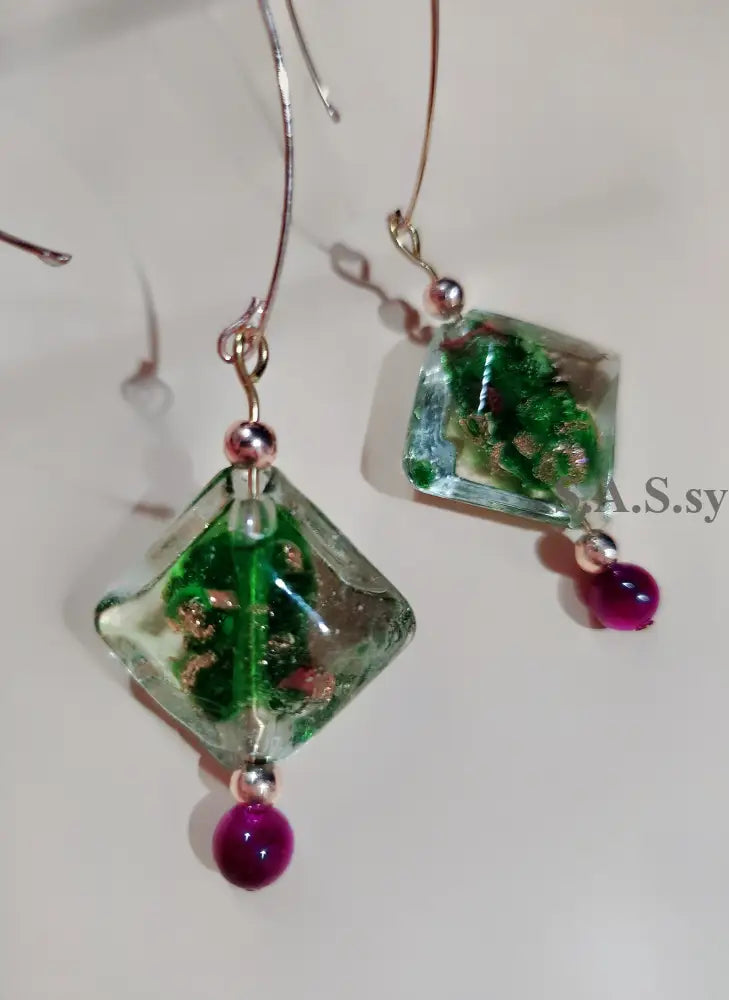 Vibrant Geometric Earrings E16 Green Earrings