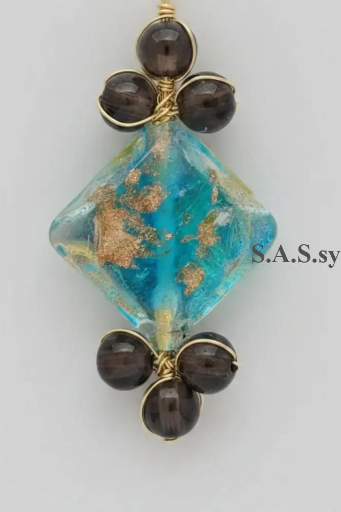 Aqua square glass bead Vivid Cocktail Ring - Sassy by Sharmin Aziz
