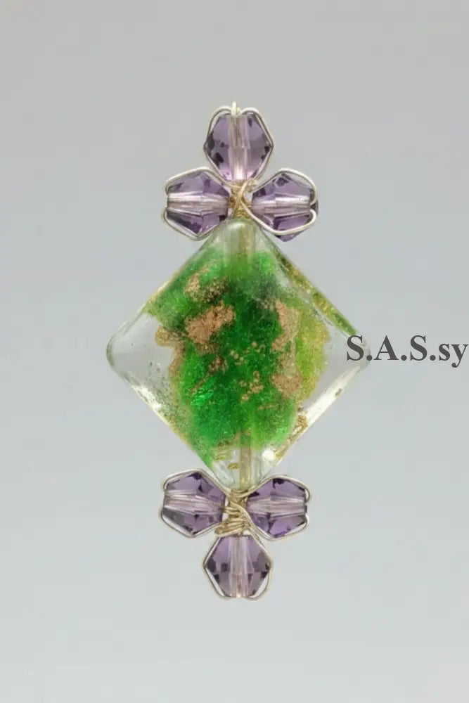 Green square glass bead Vivid Cocktail Ring - Sassy by Sharmin Aziz